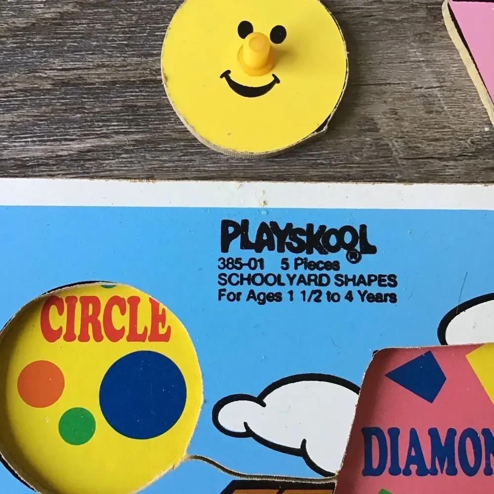Playskool Wooden School Yard Shapes Vintage Puzzle